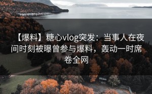 【爆料】糖心vlog突发：当事人在夜间时刻被曝曾参与爆料，轰动一时席卷全网