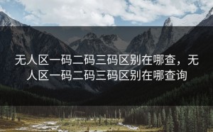 无人区一码二码三码区别在哪查，无人区一码二码三码区别在哪查询