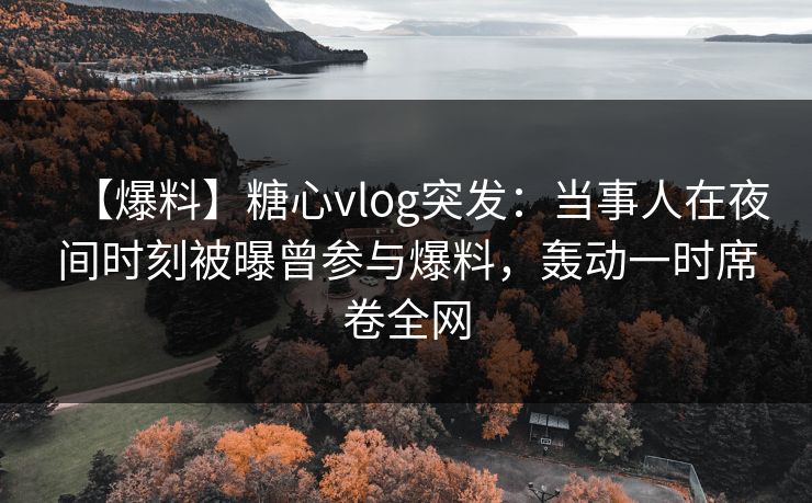 【爆料】糖心vlog突发:当事人在夜间时刻被曝曾参与爆料,轰动一时席卷全网 【爆料】糖心vlog突发:当事人在夜间时刻被曝曾参与爆料,轰动一时席卷全网