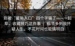 别被“最新入口”四个字骗了——一起草，收藏技巧这件事 ｜ 细节多到我怀疑人生。不花时间也能搞明白