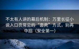 不太有人讲的幕后机制：万里长征小说入口页常见的“套壳”方式，别再中招（安全第一）