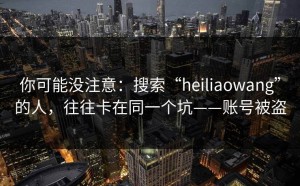 你可能没注意：搜索“heiliaowang”的人，往往卡在同一个坑——账号被盗