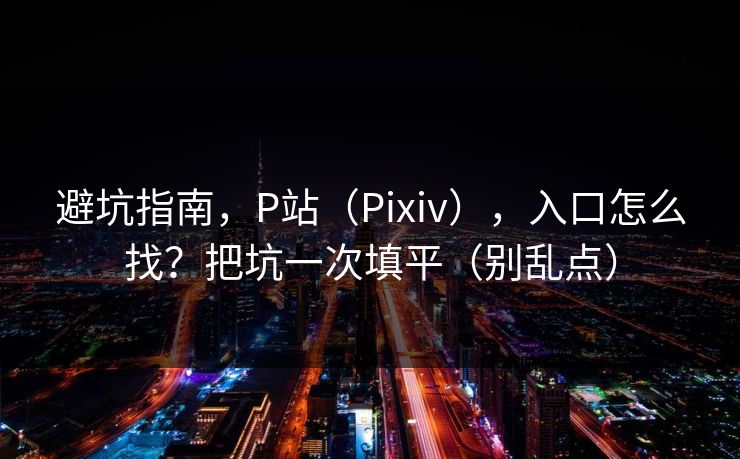 避坑指南，P站（Pixiv），入口怎么找？把坑一次填平（别乱点）